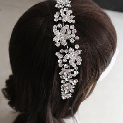 Rhinestone Crystal Hair Applique Tiara Bridal..