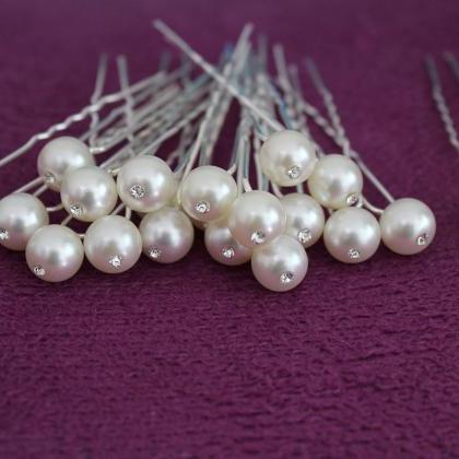 30 Wedding Bridal Ivory Pearl Crystal Hair Pins..