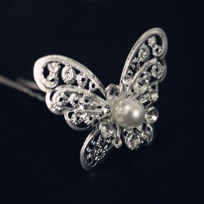 Wedding Jewelry 6 Pcs Silver Big Butterfly Wedding..