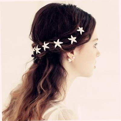 6Pcs Starfish Hair pins Wedding Hair Pins Bridal Crystal Flower Hair Pins Hair Clips Accessory