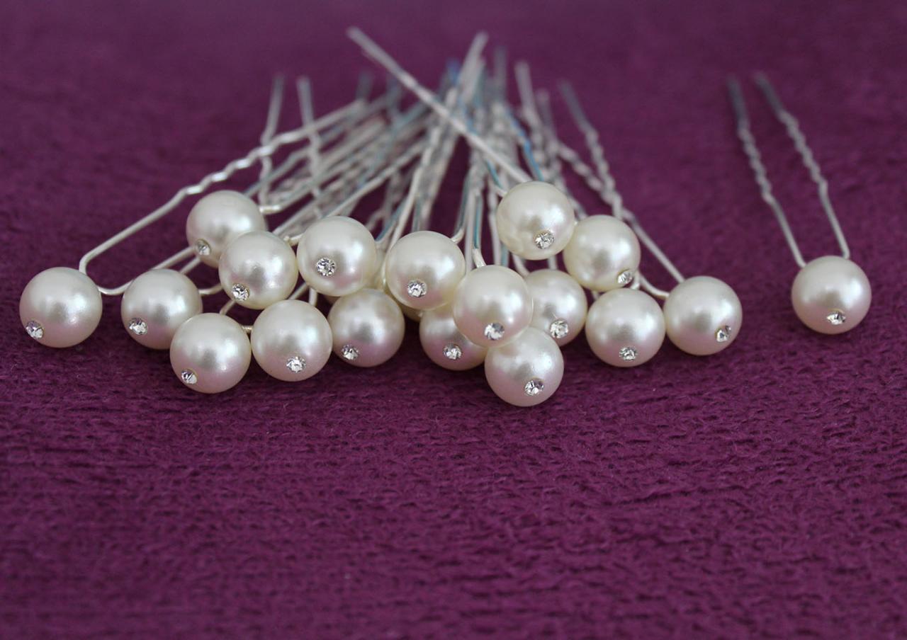 30 Wedding Bridal Ivory Pearl Crystal Hair Pins Clips Bridesmaid