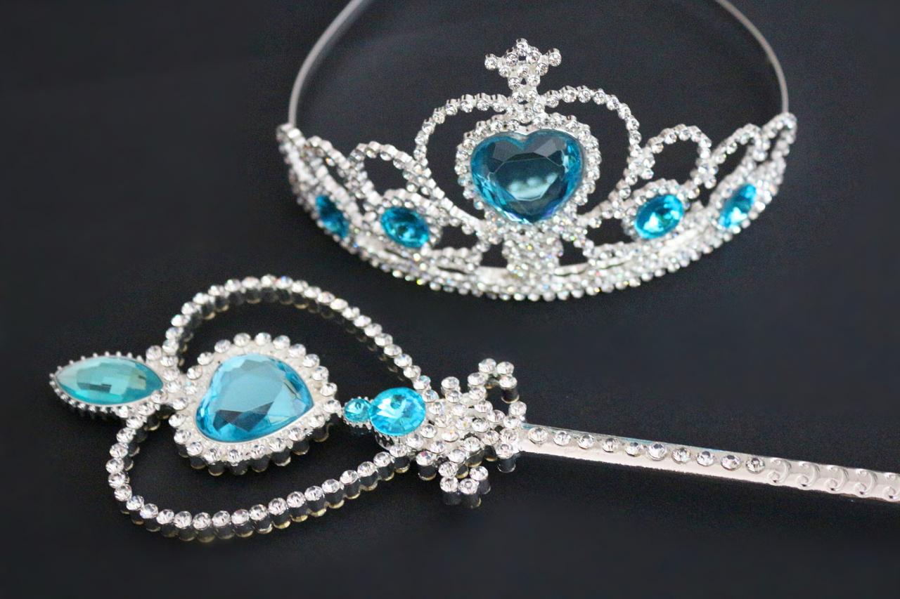 Snow Princess Elsa Costume Tiara Crown Scepter Fairy Wand Girl Party Accessory