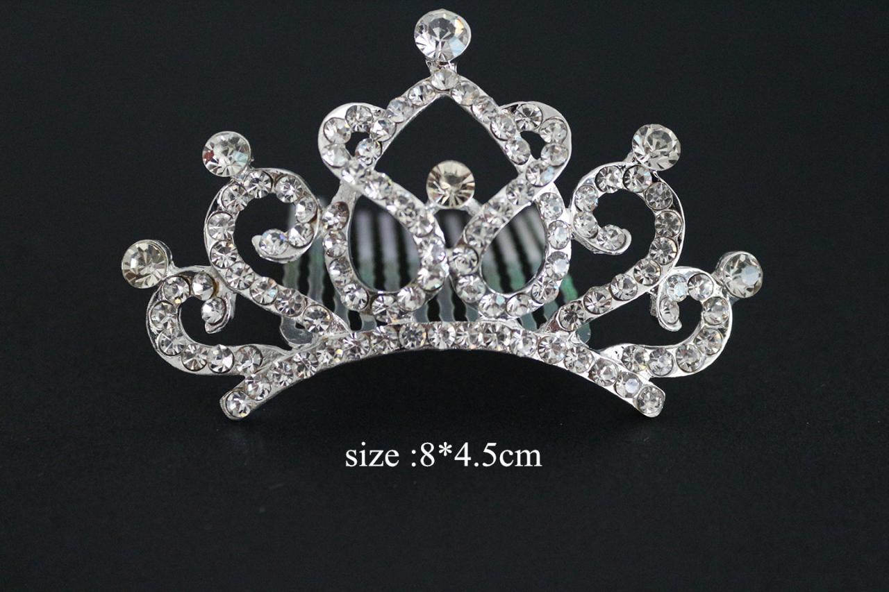 Wedding Jewelry Flower Girls Bling Crystal Crown Princess Headcomb Frozen Tiara